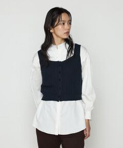 COMME CA COMFORT / コムサ・コンフォート（Lサイズ） ニット・セーター | 〔 TALLサイズ 〕 ケーブル編みニット ビスチェ