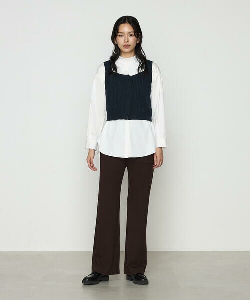 COMME CA COMFORT / コムサ・コンフォート（Lサイズ） シャツ・ブラウス | 〔 TALLサイズ 〕 コットンサテンオルタージュ ロングシャツ | 詳細2