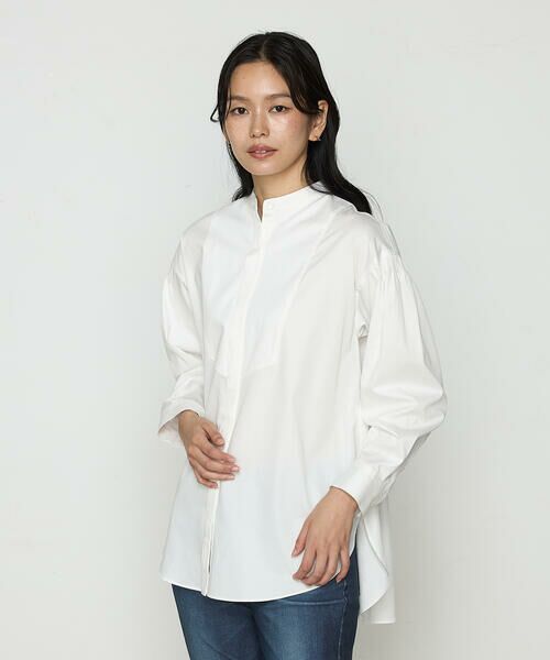 COMME CA COMFORT / コムサ・コンフォート（Lサイズ） シャツ・ブラウス | 〔 TALLサイズ 〕 コットンサテンオルタージュ ロングシャツ | 詳細3