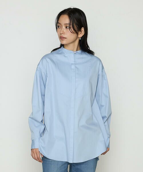 COMME CA COMFORT / コムサ・コンフォート（Lサイズ） シャツ・ブラウス | 〔 TALLサイズ 〕 コットンサテンオルタージュ ロングシャツ | 詳細11