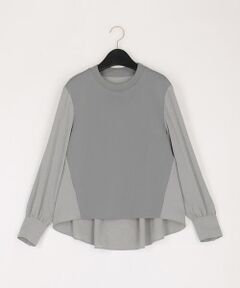 COMME CA COMFORT / コムサ・コンフォート（Lサイズ） シャツ・ブラウス | 〔 +サイズ 〕 バックサテン梨地 ニットドッキングブラウス