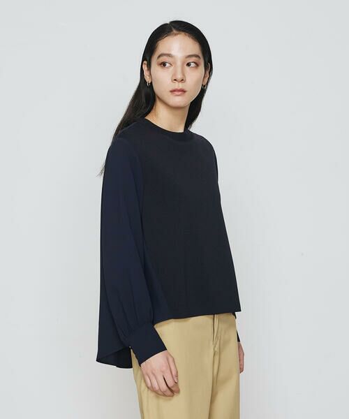 COMME CA COMFORT / コムサ・コンフォート（Lサイズ） シャツ・ブラウス | 〔 +サイズ 〕 バックサテン梨地 ニットドッキングブラウス | 詳細4