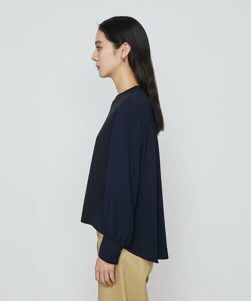 COMME CA COMFORT / コムサ・コンフォート（Lサイズ） シャツ・ブラウス | 〔 +サイズ 〕 バックサテン梨地 ニットドッキングブラウス | 詳細6