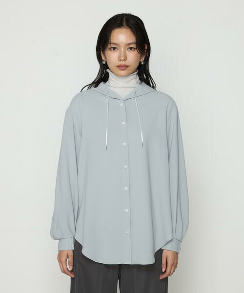 COMME CA COMFORT / コムサ・コンフォート（Lサイズ） シャツ・ブラウス | 〔 +サイズ 〕 バックサテン梨地 フード付きブラウス | 詳細4