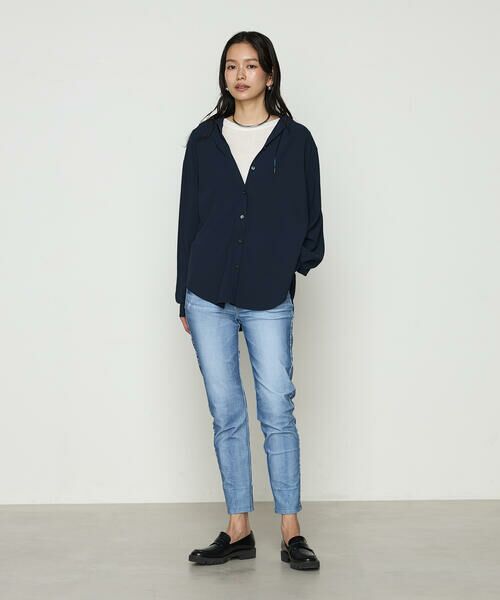 COMME CA COMFORT / コムサ・コンフォート（Lサイズ） シャツ・ブラウス | 〔 +サイズ 〕 バックサテン梨地 フード付きブラウス | 詳細10