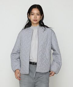 COMME CA COMFORT / コムサ・コンフォート（Lサイズ） ブルゾン | 〔 +サイズ 〕 波柄Wキルト ノーカラーブルゾン