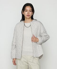 COMME CA COMFORT / コムサ・コンフォート（Lサイズ） ブルゾン | 〔 +サイズ 〕 波柄Wキルト ノーカラーブルゾン