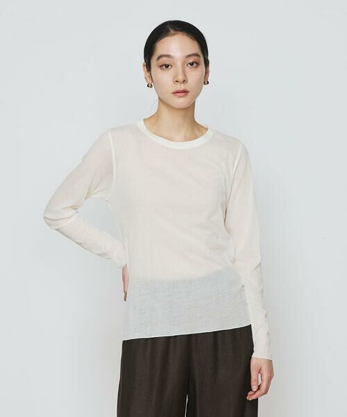 COMME CA COMFORT/コムサ・コンフォート(Lサイズ) 〔 +サイズ 〕 コットンシアーフライス カットソー 02:オフホワイト 15号 COMME CA COMFORT/コムサ・コンフォート(Lサイズ) 〔 +サイズ 〕 コットンシアーフライス カットソー 02:オフホワイト 15号