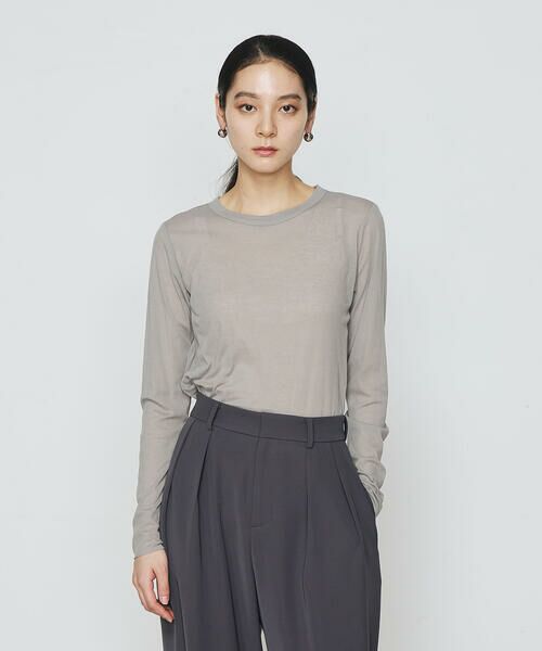 COMME CA COMFORT/コムサ・コンフォート(Lサイズ) 〔 +サイズ 〕 コットンシアーフライス カットソー 03:ライトグレー 15号 COMME CA COMFORT/コムサ・コンフォート(Lサイズ) 〔 +サイズ 〕 コットンシアーフライス カットソー 03:ライトグレー 15号