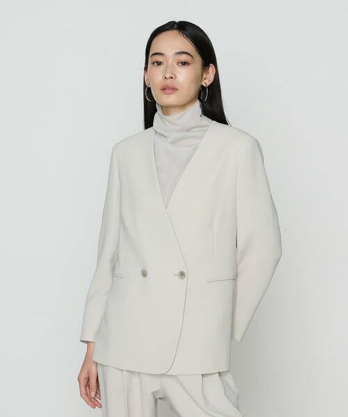 COMME CA COMFORT/コムサ・コンフォート(Lサイズ) 〔 TALLサイズ 〕 【セットアップ対応】アチェローザダブルクロス ノーカラージャケット 03:アイスグリーン 15号 COMME CA COMFORT/コムサ・コンフォート(Lサイズ) 〔 TALLサイズ 〕 【セットアップ対応】アチェローザダブルクロス ノーカラージャケット 03:アイスグリーン 15号