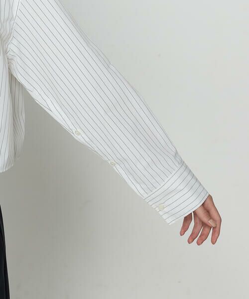 COMME CA COMFORT / コムサ・コンフォート（Lサイズ） シャツ・ブラウス | 〔 TALLサイズ 〕 ストライプタイプライター／バルキーオックスフォード クロップドシャツ | 詳細10