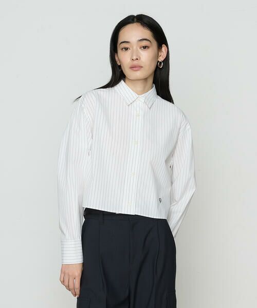 COMME CA COMFORT / コムサ・コンフォート（Lサイズ） シャツ・ブラウス | 〔 TALLサイズ 〕 ストライプタイプライター／バルキーオックスフォード クロップドシャツ | 詳細4