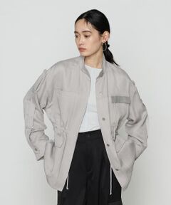 COMME CA COMFORT / コムサ・コンフォート（Lサイズ） ブルゾン | 〔 TALLサイズ 〕 テンセルリネンサテン ミリタリー調シャツブルゾン