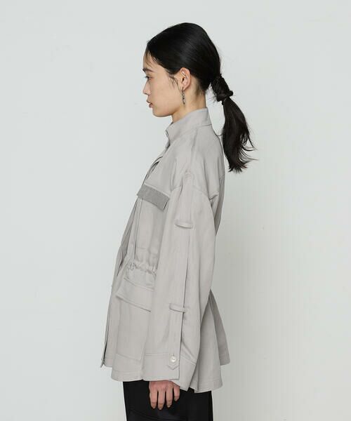 COMME CA COMFORT / コムサ・コンフォート（Lサイズ） ブルゾン | 〔 TALLサイズ 〕 テンセルリネンサテン ミリタリー調シャツブルゾン | 詳細8