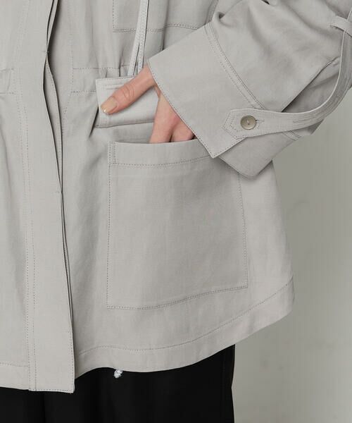 COMME CA COMFORT / コムサ・コンフォート（Lサイズ） ブルゾン | 〔 TALLサイズ 〕 テンセルリネンサテン ミリタリー調シャツブルゾン | 詳細12