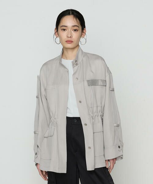 COMME CA COMFORT / コムサ・コンフォート（Lサイズ） ブルゾン | 〔 TALLサイズ 〕 テンセルリネンサテン ミリタリー調シャツブルゾン | 詳細3