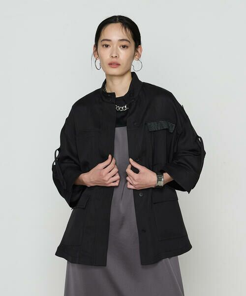 COMME CA COMFORT / コムサ・コンフォート（Lサイズ） ブルゾン | 〔 TALLサイズ 〕 テンセルリネンサテン ミリタリー調シャツブルゾン | 詳細20