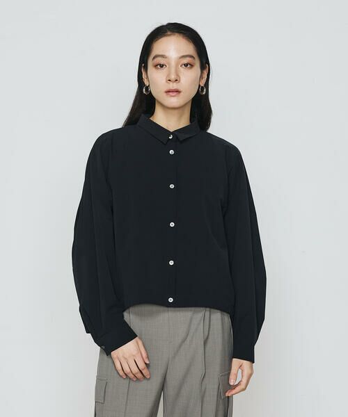 セール】 〔 +サイズ 〕 ストレッチタフタ シャツブルゾン