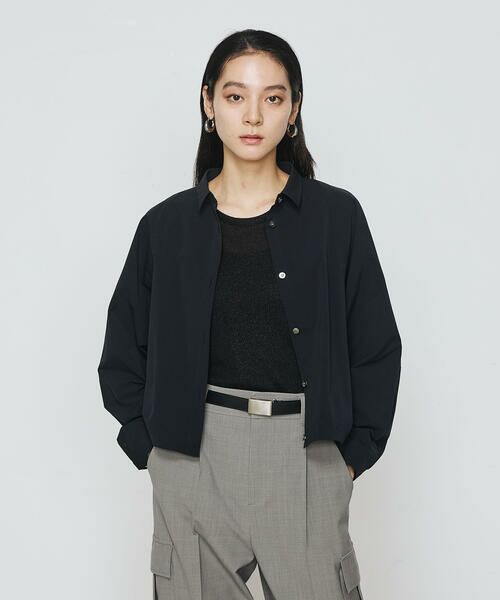 COMME CA COMFORT/コムサ・コンフォート(Lサイズ) 〔 +サイズ 〕 ストレッチタフタ シャツブルゾン 09:ネイビー 15号 COMME CA COMFORT/コムサ・コンフォート(Lサイズ) 〔 +サイズ 〕 ストレッチタフタ シャツブルゾン 09:ネイビー 15号