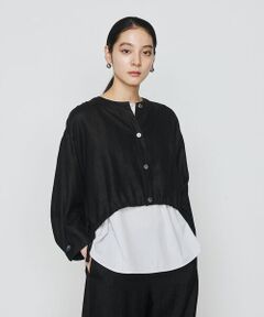 COMME CA COMFORT / コムサ・コンフォート（Lサイズ） シャツ・ブラウス | 〔 +サイズ 〕 麻調合繊 レイヤードブルゾン