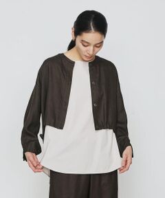 COMME CA COMFORT / コムサ・コンフォート（Lサイズ） シャツ・ブラウス | 〔 +サイズ 〕 麻調合繊 レイヤードブルゾン