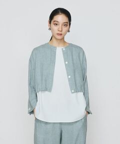 COMME CA COMFORT / コムサ・コンフォート（Lサイズ） シャツ・ブラウス | 〔 +サイズ 〕 麻調合繊 レイヤードブルゾン