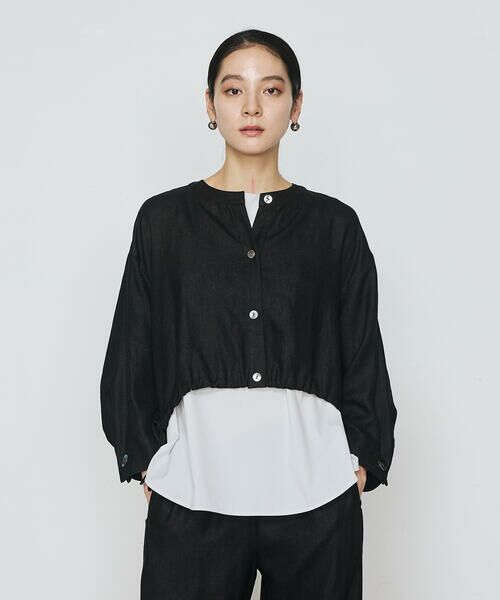 COMME CA COMFORT / コムサ・コンフォート(Lサイズ) シャツ・ブラウス | 〔 +サイズ 〕 麻調合繊 レイヤードブルゾン | 詳細3