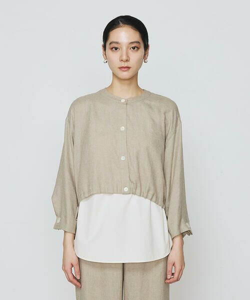 COMME CA COMFORT / コムサ・コンフォート(Lサイズ) シャツ・ブラウス | 〔 +サイズ 〕 麻調合繊 レイヤードブルゾン | 詳細12