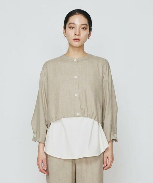 COMME CA COMFORT / コムサ・コンフォート(Lサイズ) シャツ・ブラウス | 〔 +サイズ 〕 麻調合繊 レイヤードブルゾン | 詳細9