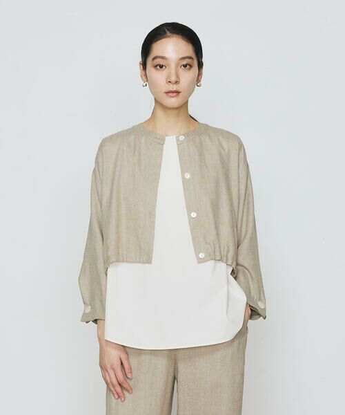 COMME CA COMFORT / コムサ・コンフォート(Lサイズ) シャツ・ブラウス | 〔 +サイズ 〕 麻調合繊 レイヤードブルゾン | 詳細10