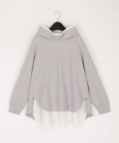 COMME CA COMFORT / コムサ・コンフォート（Lサイズ） スウェット | 〔 +サイズ 〕 ブークレダンボール レイヤード風フード付トレーナー