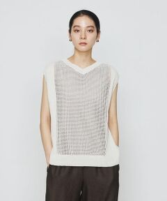 COMME CA COMFORT / コムサ・コンフォート（Lサイズ） その他トップス | 〔 +サイズ 〕 【2WAY】和紙×peフリーゼヤーン スクエアメッシュベスト