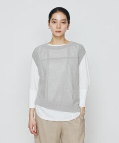 COMME CA COMFORT / コムサ・コンフォート（Lサイズ） その他トップス | 〔 +サイズ 〕 【2WAY】和紙×peフリーゼヤーン スクエアメッシュベスト