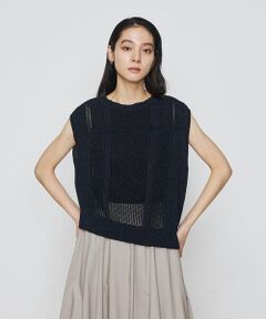 COMME CA COMFORT / コムサ・コンフォート（Lサイズ） その他トップス | 〔 +サイズ 〕 【2WAY】和紙×peフリーゼヤーン スクエアメッシュベスト