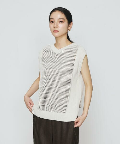 COMME CA COMFORT / コムサ・コンフォート（Lサイズ） その他トップス | 〔 +サイズ 〕 【2WAY】和紙×peフリーゼヤーン スクエアメッシュベスト | 詳細3