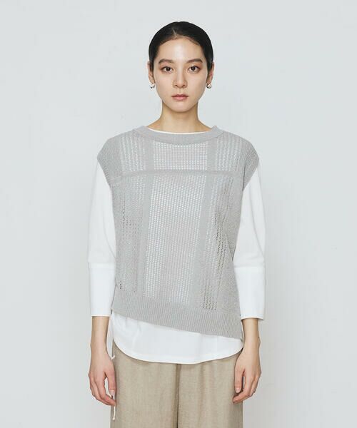 COMME CA COMFORT / コムサ・コンフォート（Lサイズ） その他トップス | 〔 +サイズ 〕 【2WAY】和紙×peフリーゼヤーン スクエアメッシュベスト | 詳細10