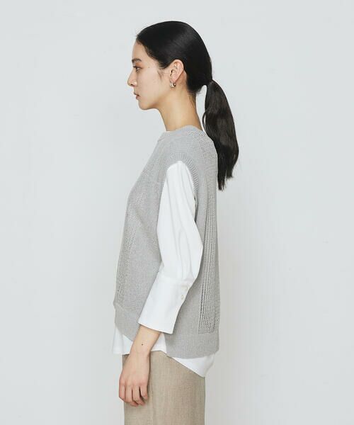 COMME CA COMFORT / コムサ・コンフォート（Lサイズ） その他トップス | 〔 +サイズ 〕 【2WAY】和紙×peフリーゼヤーン スクエアメッシュベスト | 詳細11
