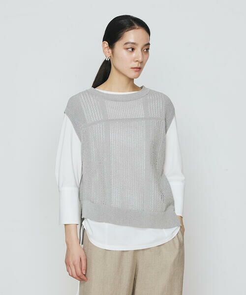 COMME CA COMFORT / コムサ・コンフォート（Lサイズ） その他トップス | 〔 +サイズ 〕 【2WAY】和紙×peフリーゼヤーン スクエアメッシュベスト | 詳細8