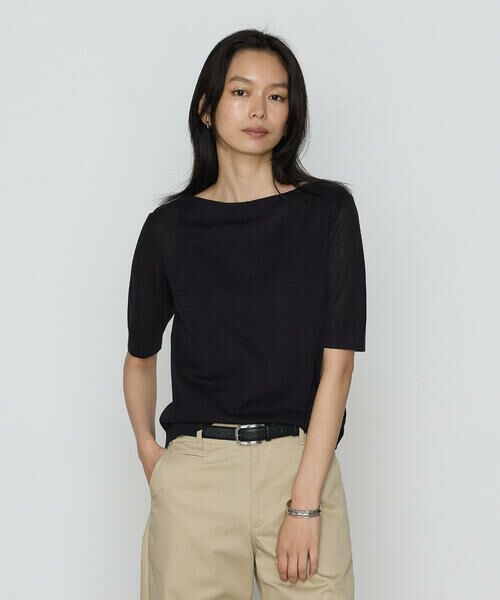 COMME CA COMFORT / コムサ・コンフォート（Lサイズ） ニット・セーター | 〔 TALLサイズ 〕 綿アセテート プルオーバー（05:ブラック）