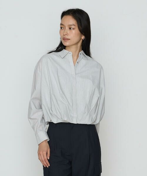 COMME CA COMFORT/コムサ・コンフォート(Lサイズ) 〔 TALLサイズ 〕 コットンポプリンストライプ シャツ 03:トップグレー×シロ 15号 COMME CA COMFORT/コムサ・コンフォート(Lサイズ) 〔 TALLサイズ 〕 コットンポプリンストライプ シャツ 03:トップグレー×シロ 15号