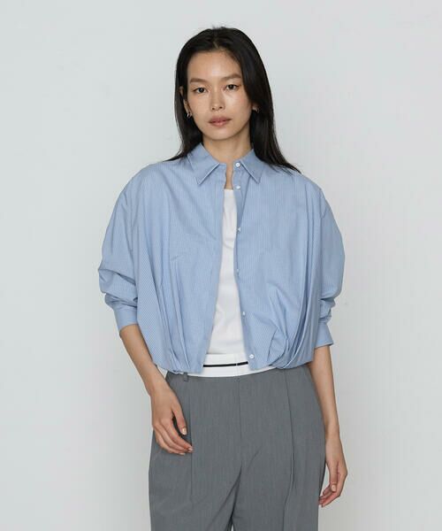 COMME CA COMFORT/コムサ・コンフォート(Lサイズ) 〔 TALLサイズ 〕 コットンポプリンストライプ シャツ 23:サックス×シロ 15号 COMME CA COMFORT/コムサ・コンフォート(Lサイズ) 〔 TALLサイズ 〕 コットンポプリンストライプ シャツ 23:サックス×シロ 15号