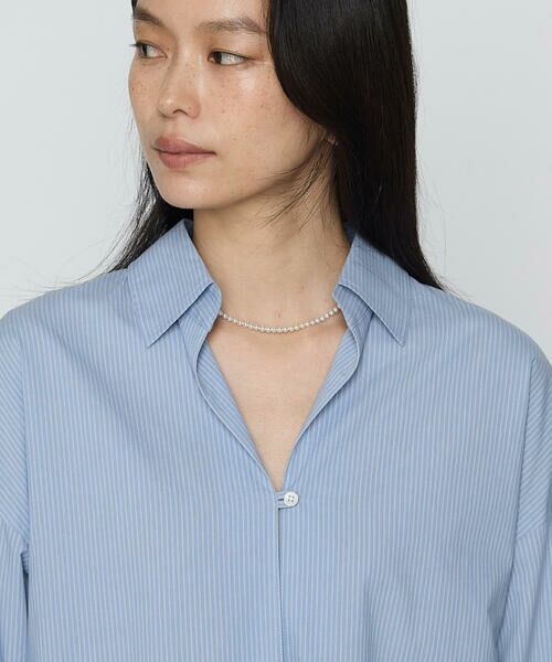 COMME CA COMFORT / コムサ・コンフォート（Lサイズ） ロング・マキシ丈ワンピース | 〔 TALLサイズ 〕 コットンポプリンストライプ シャツワンピース | 詳細8