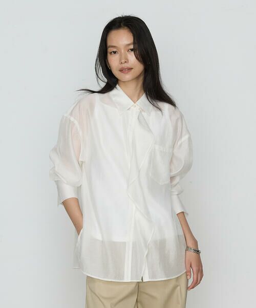 COMME CA COMFORT/コムサ・コンフォート(Lサイズ) 〔 TALLサイズ 〕 シアーキュプラシルク シャツ 01:シロ 15号 COMME CA COMFORT/コムサ・コンフォート(Lサイズ) 〔 TALLサイズ 〕 シアーキュプラシルク シャツ 01:シロ 15号