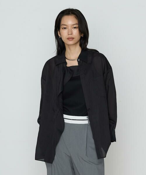 COMME CA COMFORT/コムサ・コンフォート(Lサイズ) 〔 TALLサイズ 〕 シアーキュプラシルク シャツ 05:クロ 15号 COMME CA COMFORT/コムサ・コンフォート(Lサイズ) 〔 TALLサイズ 〕 シアーキュプラシルク シャツ 05:クロ 15号