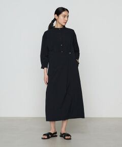 COMME CA COMFORT / コムサ・コンフォート（Lサイズ） ロング・マキシ丈ワンピース | 〔 +サイズ 〕 ストレッチタフタ シャツドレス