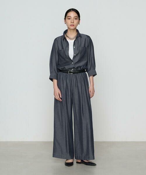 COMME CA COMFORT / コムサ・コンフォート（Lサイズ） その他パンツ | 〔 +サイズ 〕 オトナシャンブレー タックワイドパンツ | 詳細1