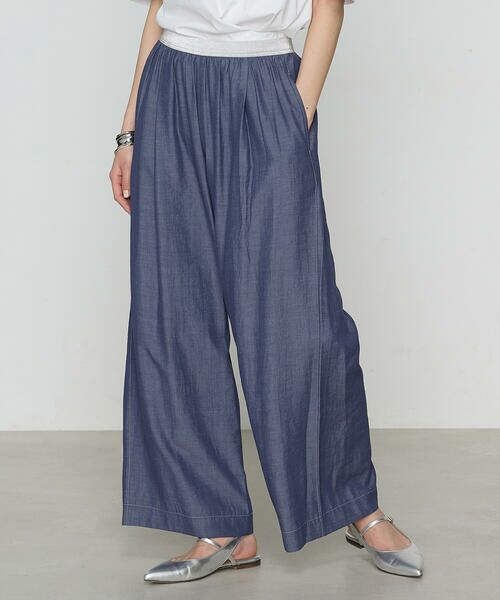 COMME CA COMFORT / コムサ・コンフォート（Lサイズ） その他パンツ | 〔 +サイズ 〕 オトナシャンブレー タックワイドパンツ | 詳細18