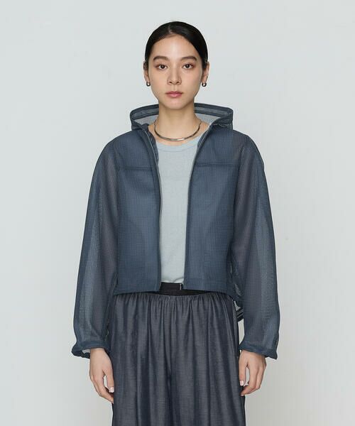 COMME CA COMFORT/コムサ・コンフォート（Lサイズ） 〔 +サイズ 〕 ラッセルメッシュダンボール シアーブルゾン 22:ブルー 13号