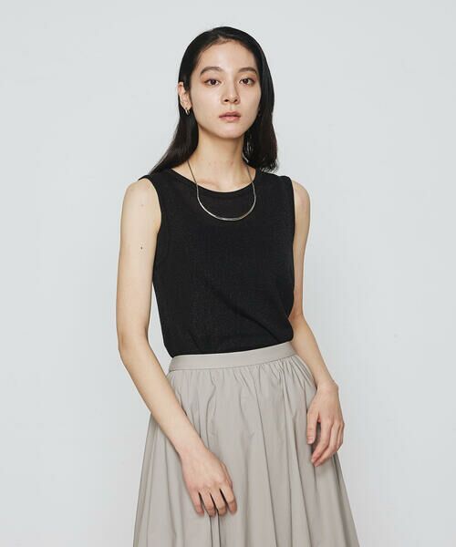 COMME CA COMFORT/コムサ・コンフォート(Lサイズ) 〔 +サイズ 〕 ラメテレコ タンクトップ 05:ブラック 13号 COMME CA COMFORT/コムサ・コンフォート(Lサイズ) 〔 +サイズ 〕 ラメテレコ タンクトップ 05:ブラック 13号