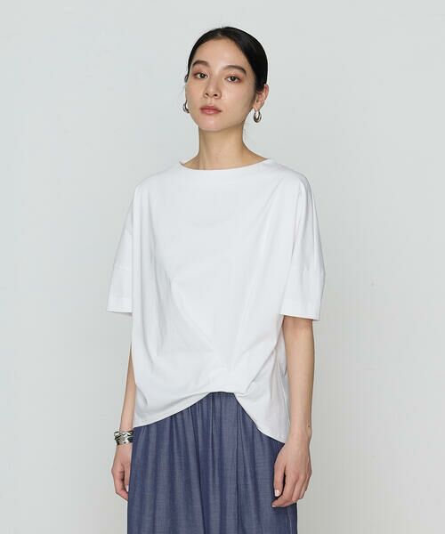COMME CA COMFORT / コムサ・コンフォート(Lサイズ) カットソー | 〔 +サイズ 〕 プレーティング天竺 ワンタックプルオーバー(01:ホワイト)